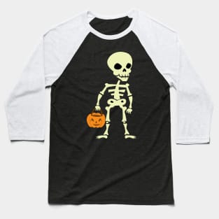 Halloween Skeleton holding Jack o lantern Baseball T-Shirt